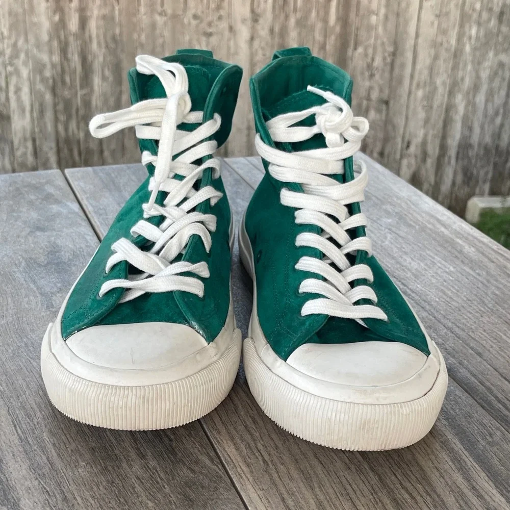 PF Flyers Center Hi Sneakers Men 8.5 Green Suede Leather High Top AA22S1AV Shoes - Picture 2 of 13